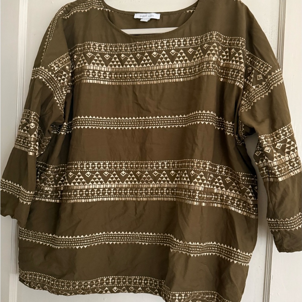 J. Jill Olive Geometric Blouse